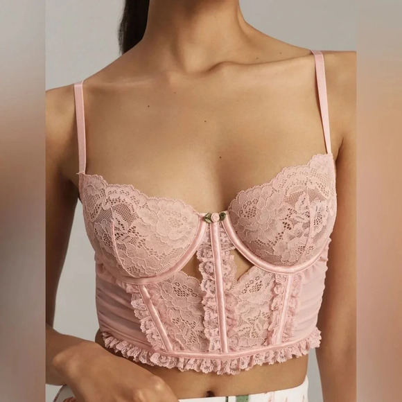 Anthropologie Tops - Anthropologie Pink Lace Bustier NWT Size Large